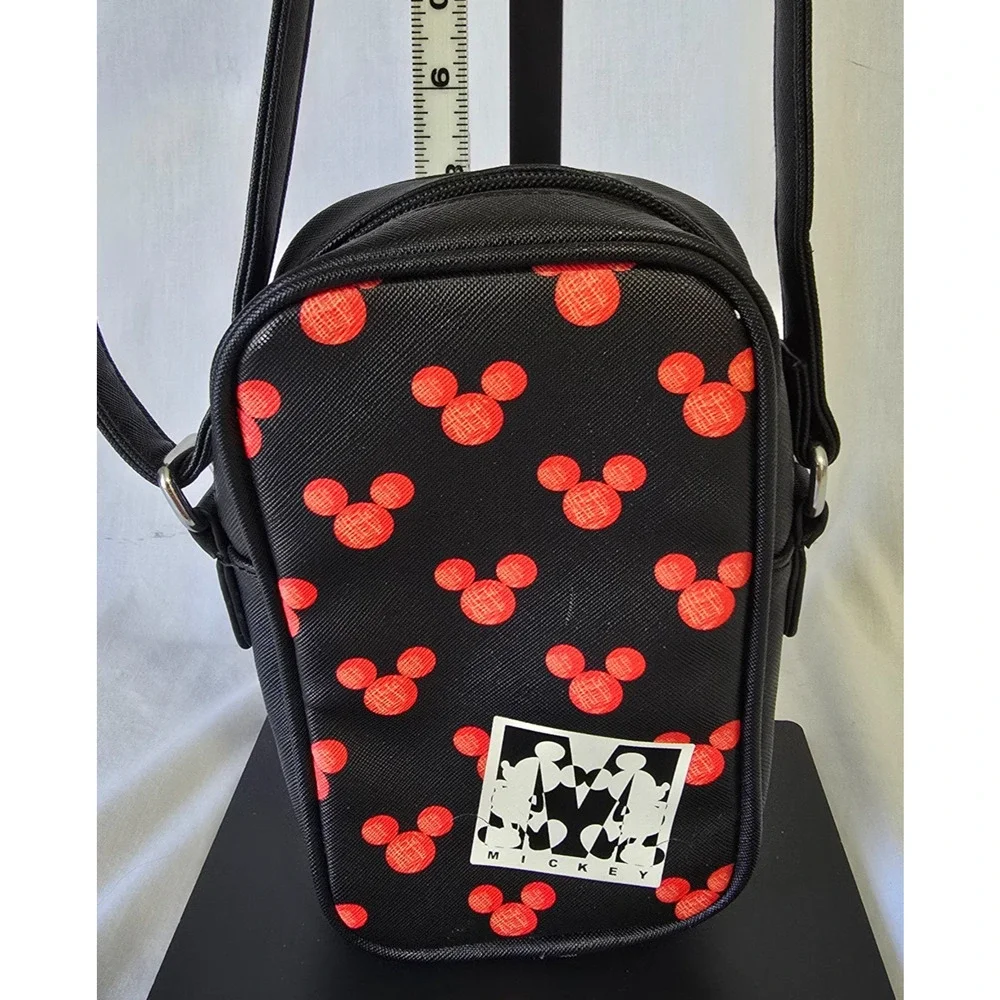 Disney Dani Mickey Mouse Pattern Crossbody Bag Black Red 4.5" x 2" x 8" - Picture 15 of 16